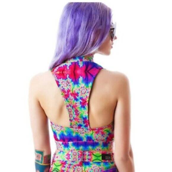 LIP SERVICE 24HRS Kaleidoscope psychedelic print stretch twill vest - Picture 4 of 9